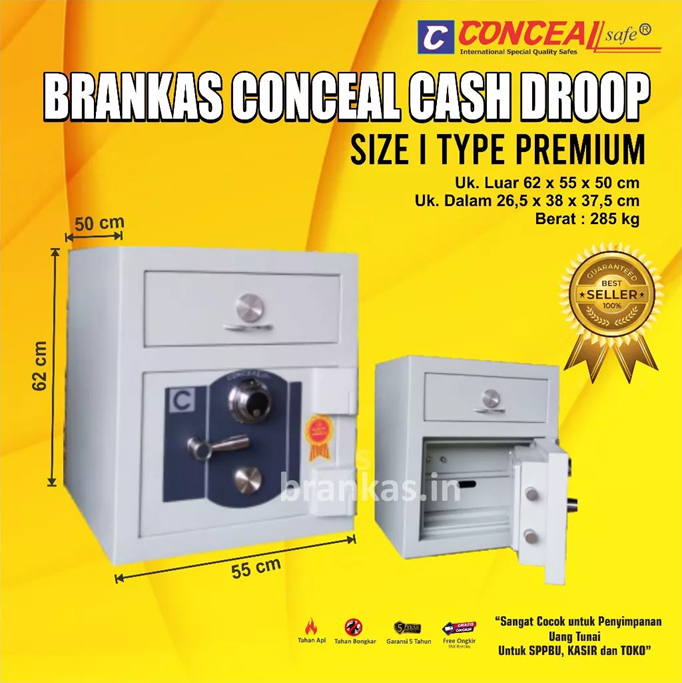 Brankas Conceal Cash Droop Size I Type Premium