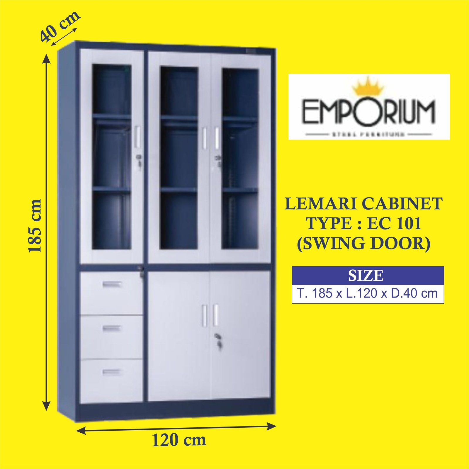 Lemari Cabinet Emporium Type EC-101 (Swing Door)